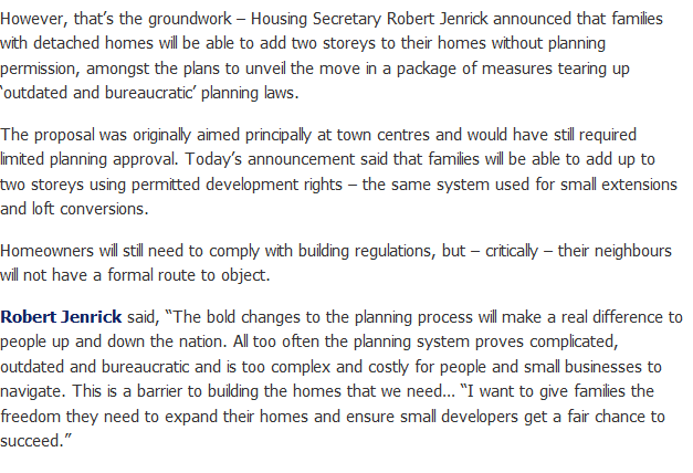 Minister pledges radical change to planning laws to allow extensions